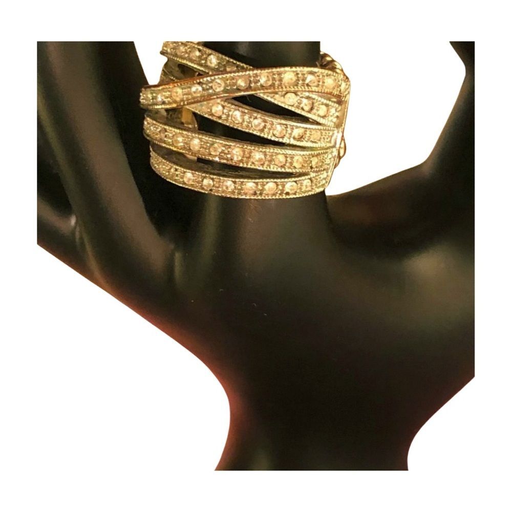 Silver Tone Rhinestone Statement Ring - Chunky Costume - Adjustable/Stretchy